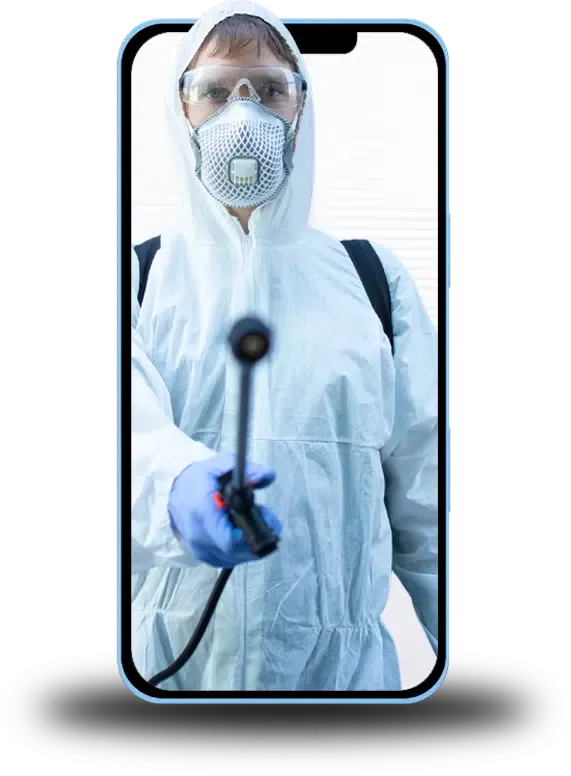 immagine di un disinfestatore che esce dal cellulare