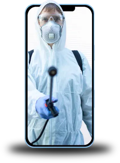 immagine di un disinfestatore che esce dal cellulare