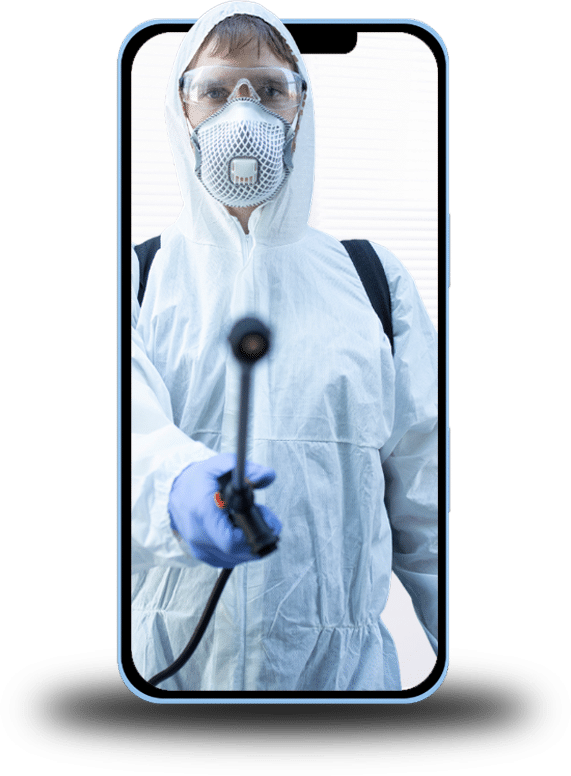 immagine di un disinfestatore che esce dal cellulare